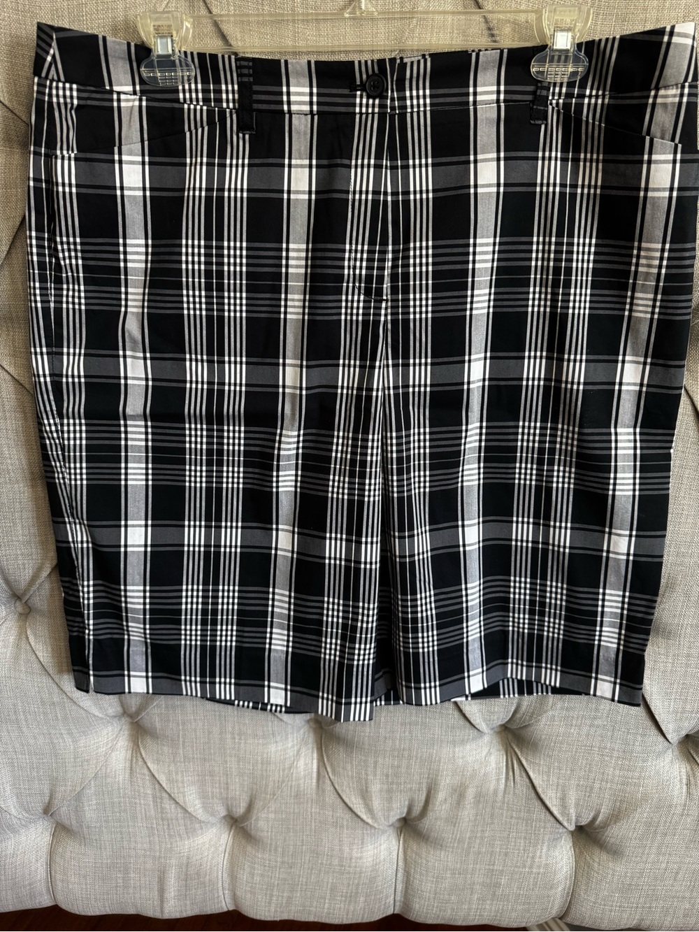 Women’s Black & White Plaid Dress Shorts - Classic Tailored Finish